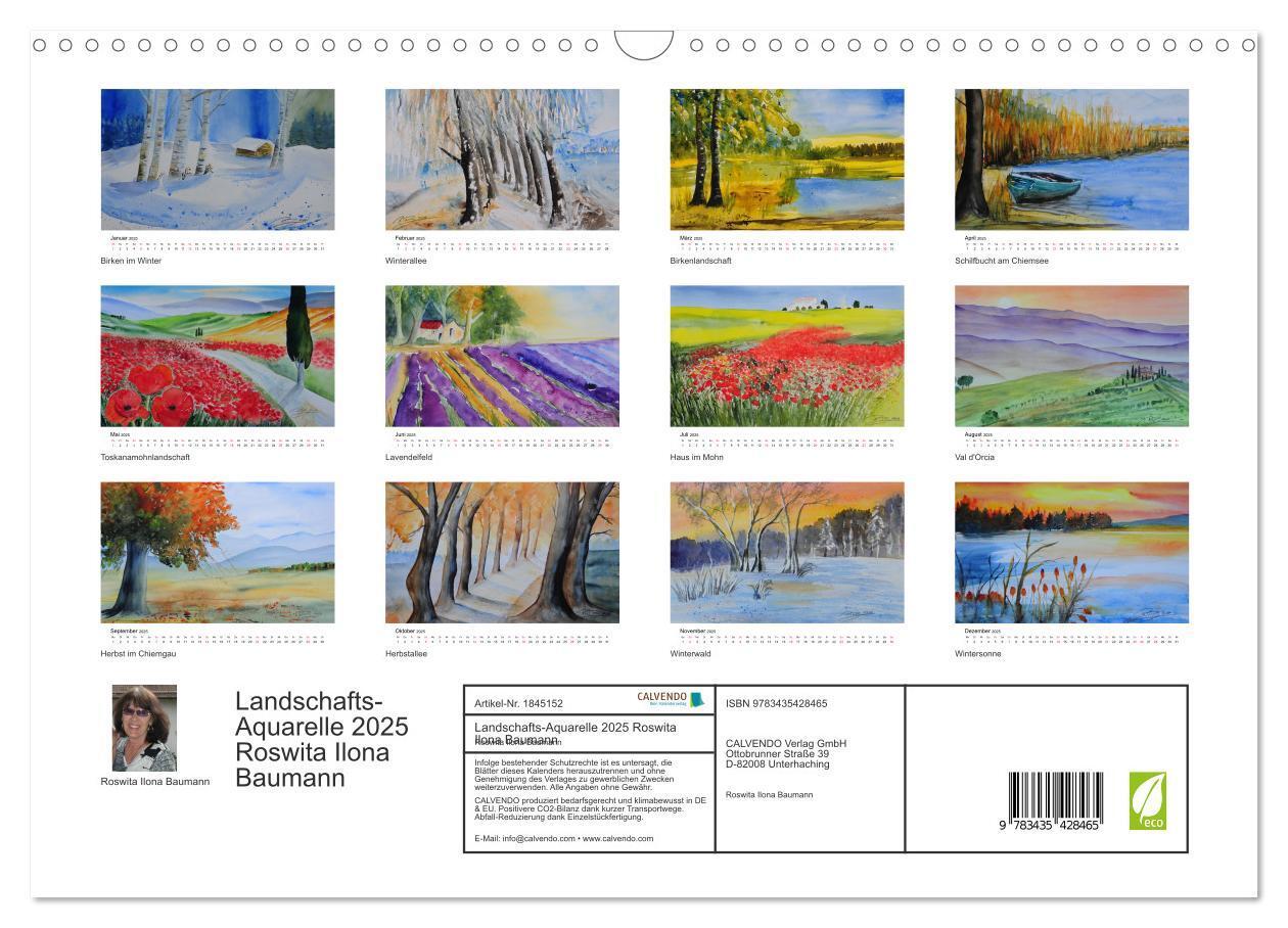 Bild: 9783435428465 | Landschafts-Aquarelle 2025 Roswita Ilona Baumann (Wandkalender 2025...