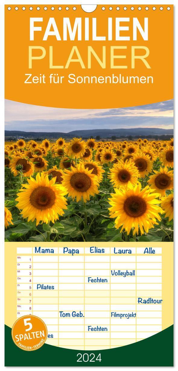 Cover: 9783383080777 | Familienplaner 2024 - Zeit für Sonnenblumen mit 5 Spalten...