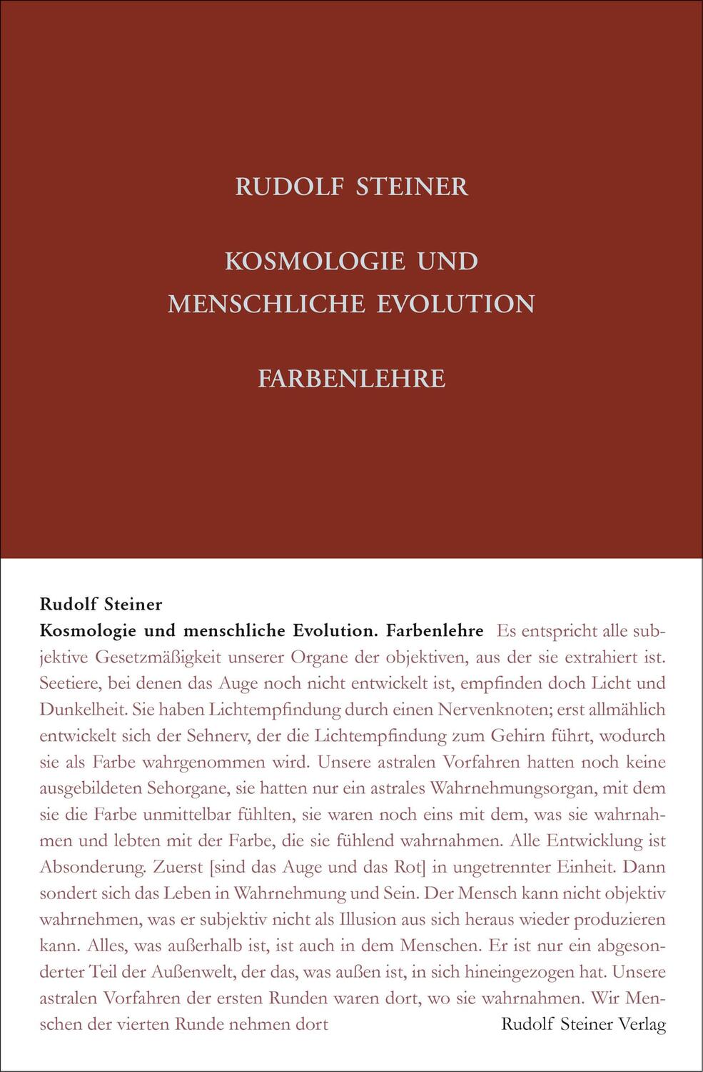 Cover: 9783727409110 | Kosmologie und menschliche Evolution. Farbenlehre. Private...