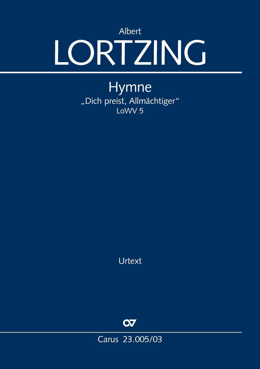 Cover: 9790007246846 | Hymne (Klavierauszug) | "Dich preist, Allmächtiger" | Albert Lortzing