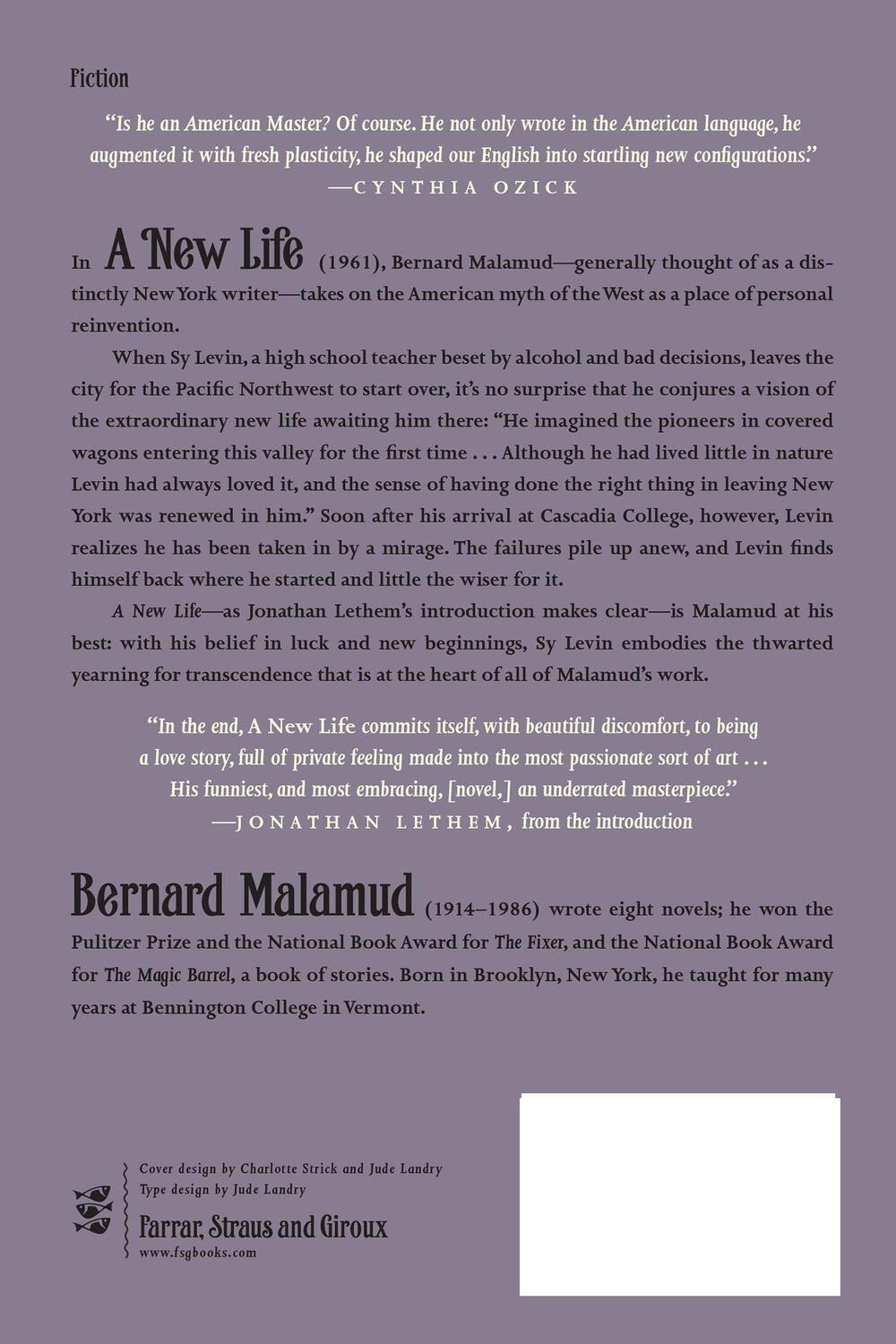 Rückseite: 9780374529499 | A New Life | Bernard Malamud | Taschenbuch | Paperback | Englisch