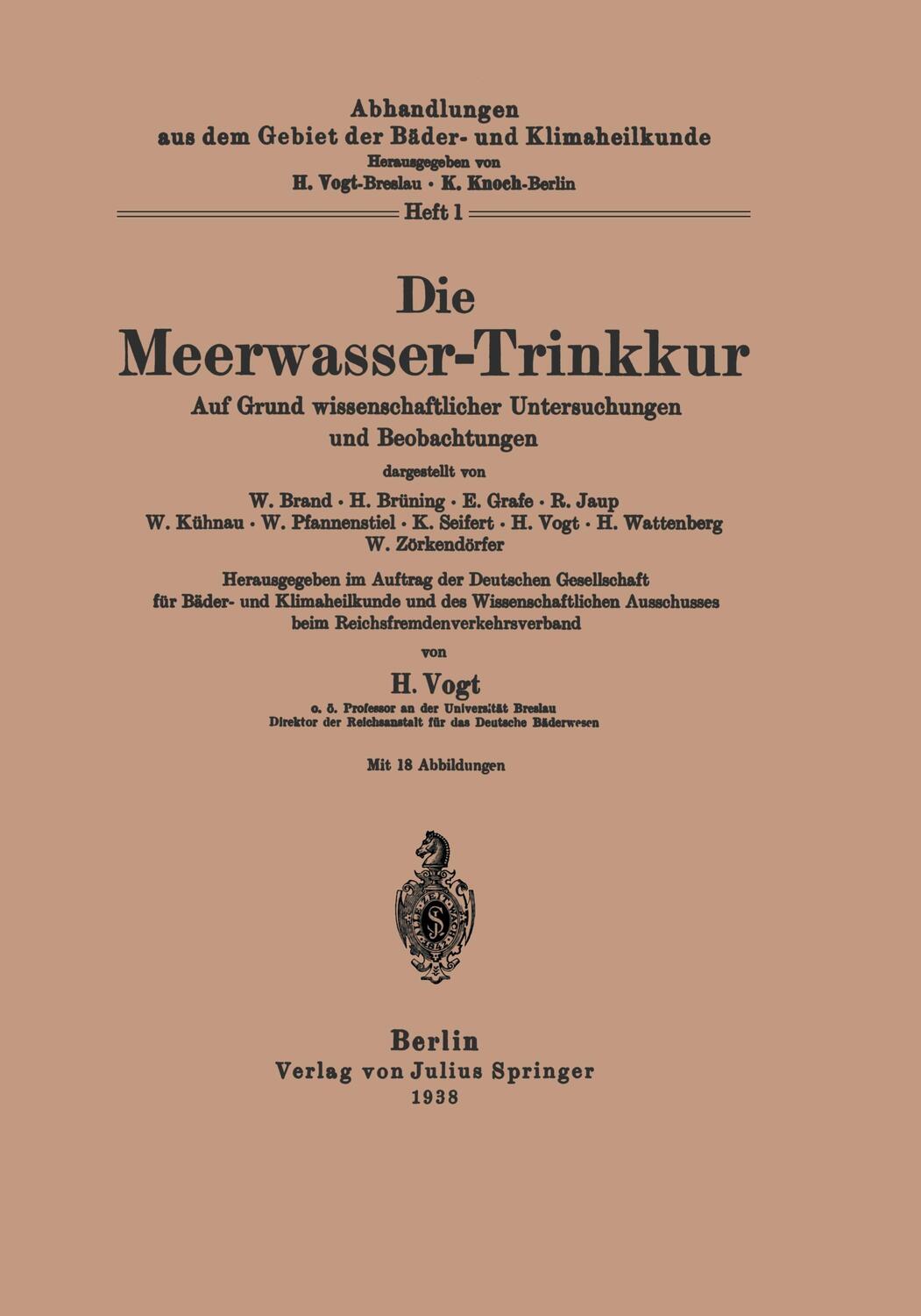 Cover: 9783642904981 | Die Meerwasser-Trinkkur | Vogt Vogt | Taschenbuch | Paperback