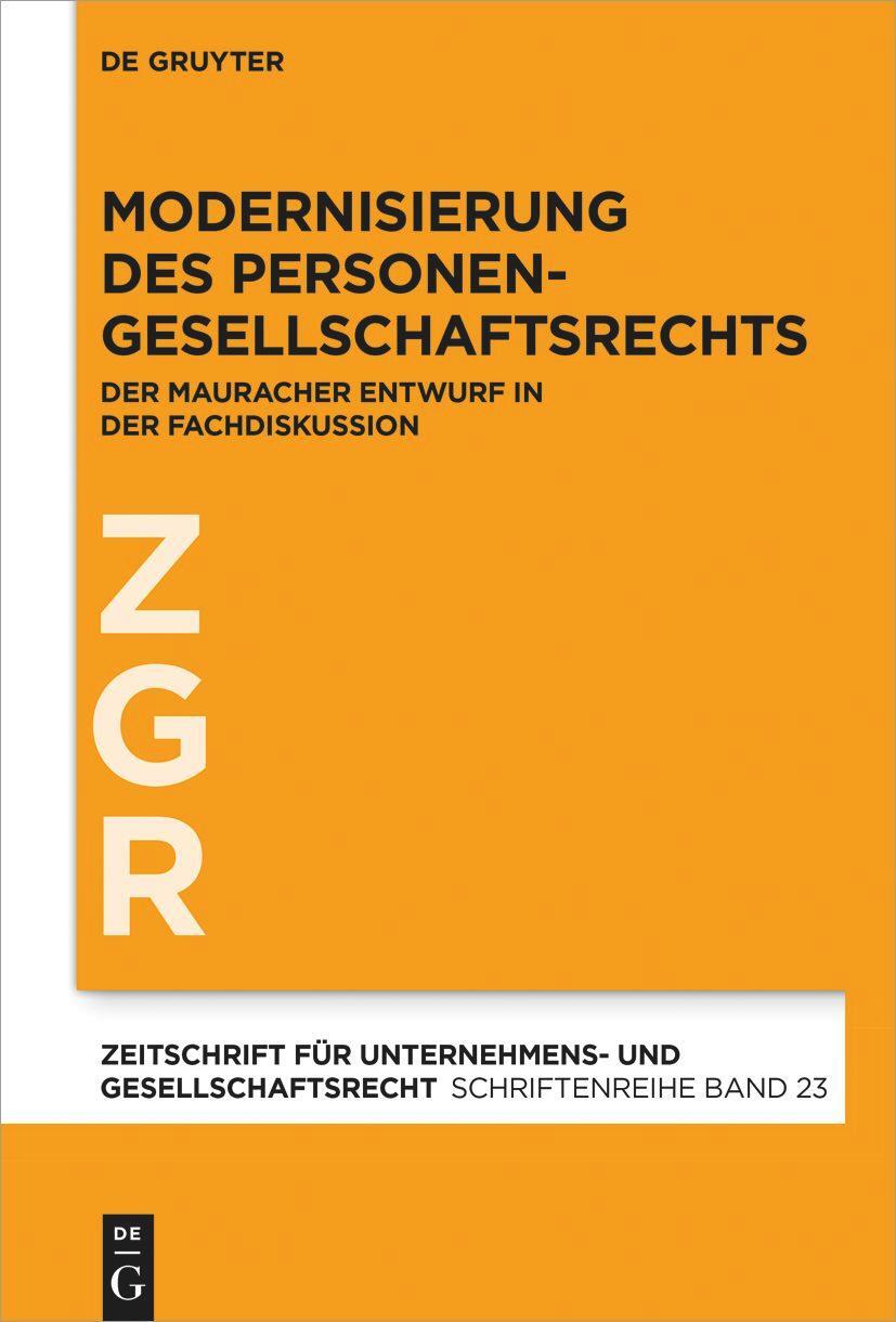 Cover: 9783110718669 | Modernisierung des Personengesellschaftsrechts | Bergmann (u. a.)