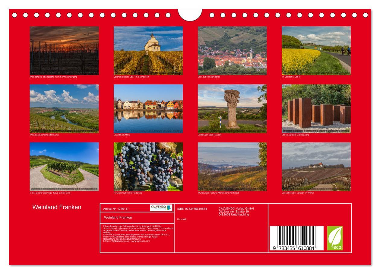 Bild: 9783435610884 | Weinland Franken (Wandkalender 2025 DIN A4 quer), CALVENDO...