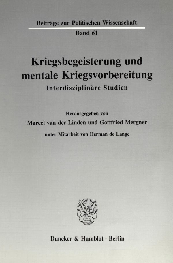 Cover: 9783428071302 | Kriegsbegeisterung und mentale Kriegsvorbereitung. | Linden (u. a.)