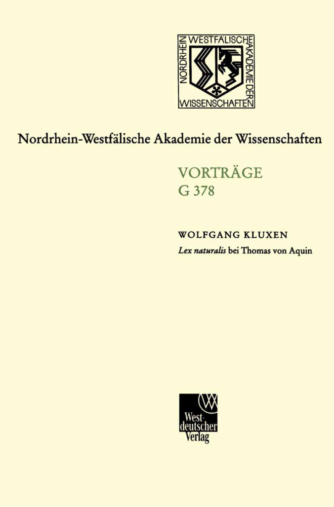 Cover: 9783531073781 | Lex naturalis bei Thomas von Aquin | Wolfgang Kluxen | Taschenbuch