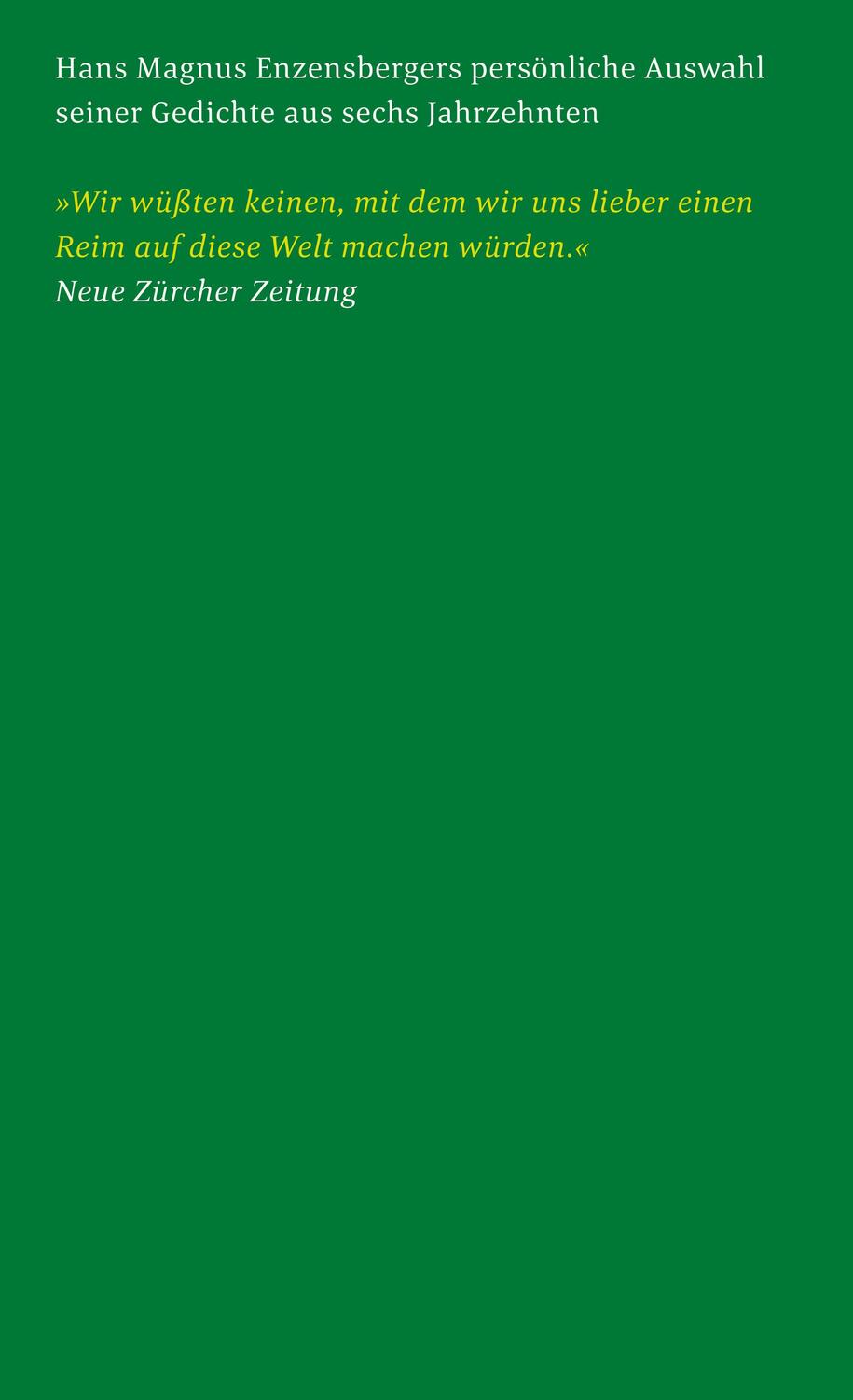 Rückseite: 9783518462010 | Gedichte 1950-2010 | Hans Magnus Enzensberger | Taschenbuch | 246 S.