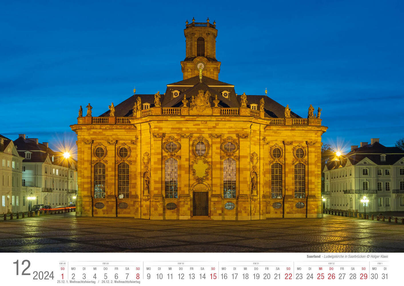 Bild: 9783965351745 | Saarland 2024 Bildkalender A3 quer Spiralbindung | Holger Klaes | 2024