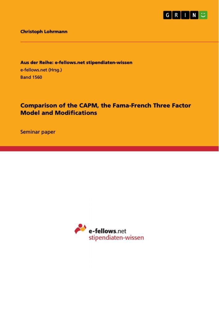 Cover: 9783668032248 | Comparison of the CAPM, the Fama-French Three Factor Model and...