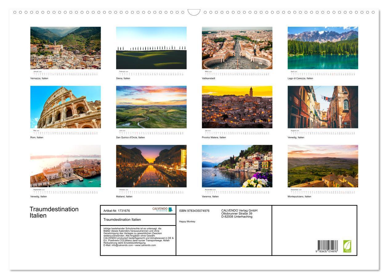 Bild: 9783435074976 | Traumdestination Italien (Wandkalender 2025 DIN A2 quer), CALVENDO...