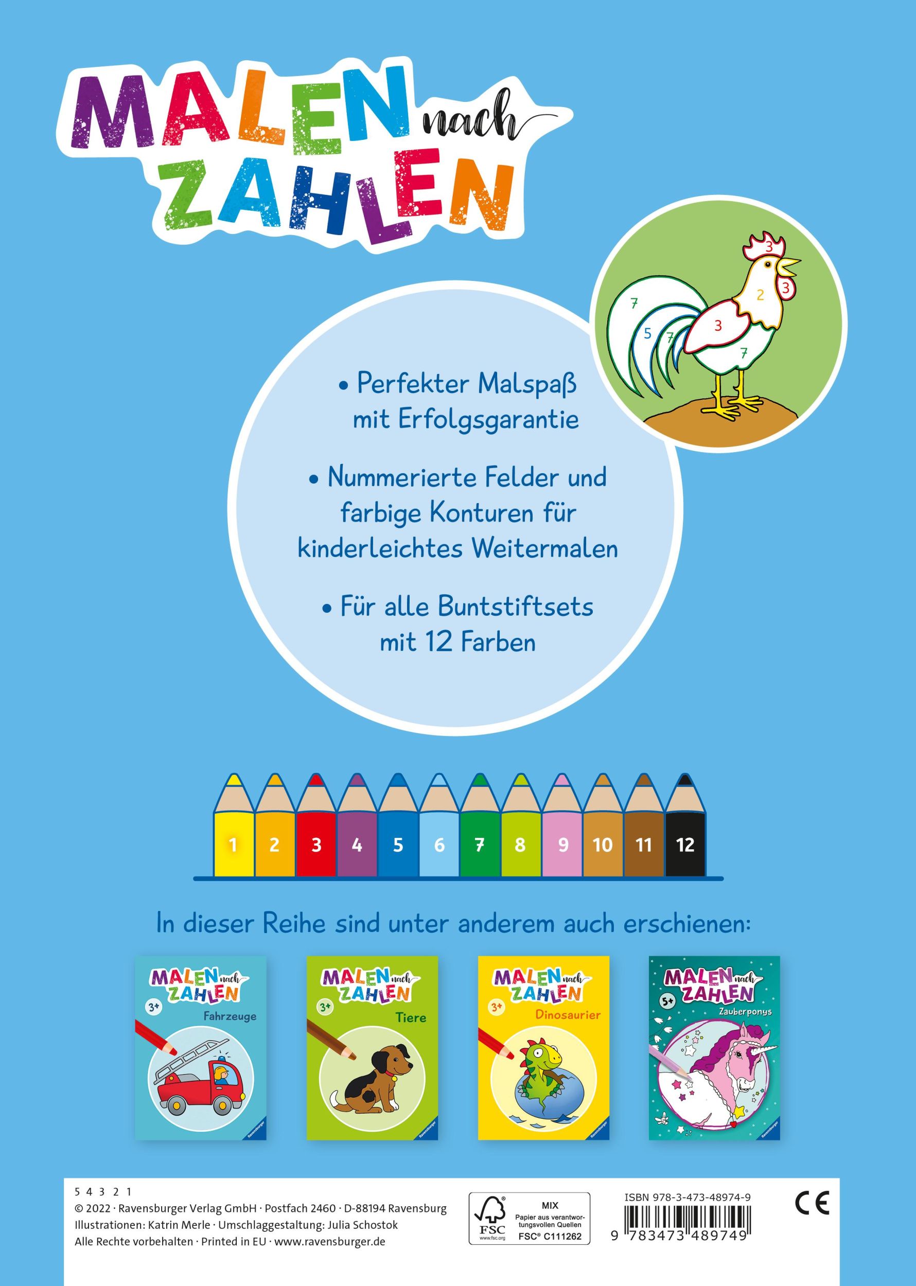 Rückseite: 9783473489749 | Malen nach Zahlen ab 3: Bauernhof | Katrin Merle | Taschenbuch | 24 S.