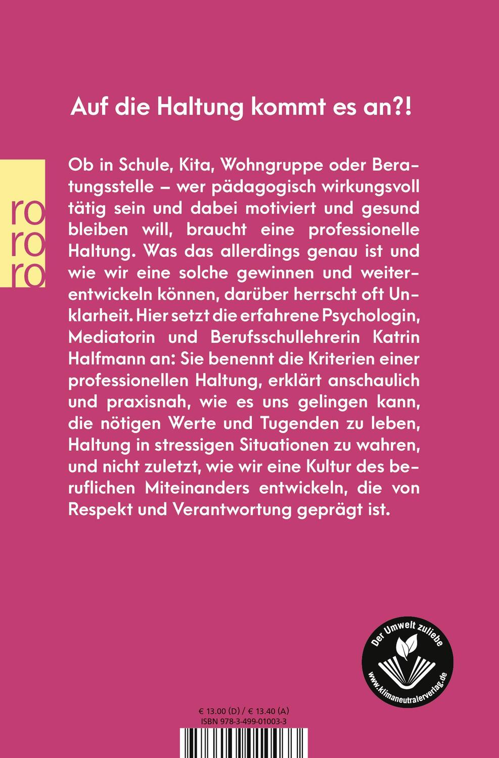Rückseite: 9783499010033 | Haltung | Katrin Halfmann | Taschenbuch | Deutsch | 2023