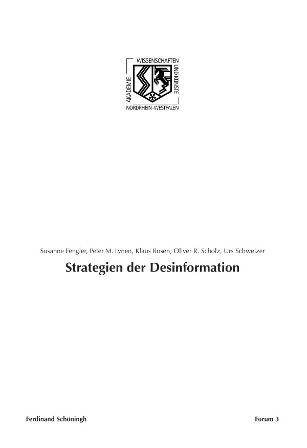 Cover: 9783506777577 | Strategien der Desinformation | Fengler | Taschenbuch | 64 S. | 2013