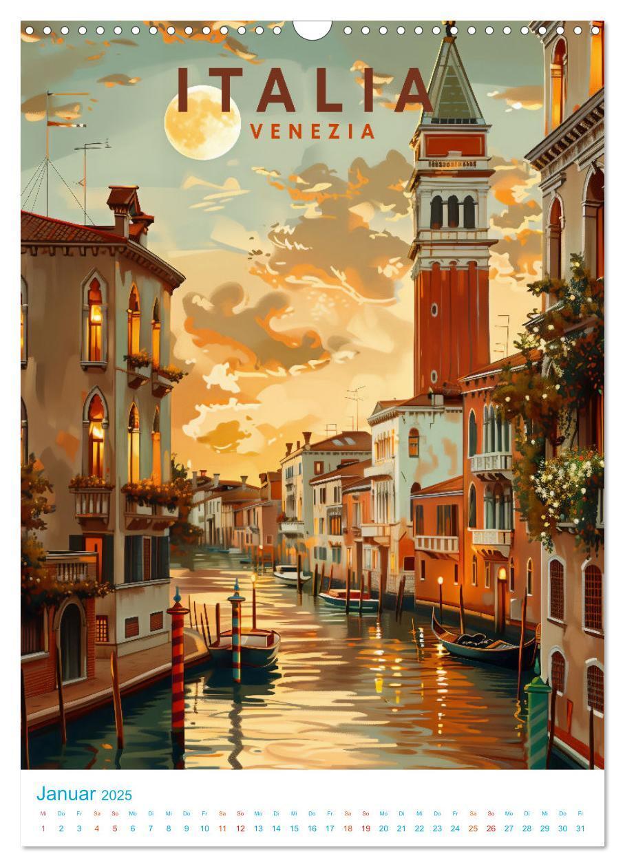 Bild: 9783457130261 | Italien - Old School Poster Style (Wandkalender 2025 DIN A3 hoch),...