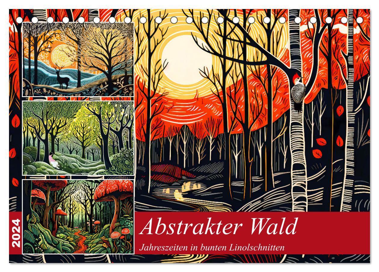 Cover: 9783383705830 | Abstrakter Wald - Jahreszeiten in bunten Linolschnitten...