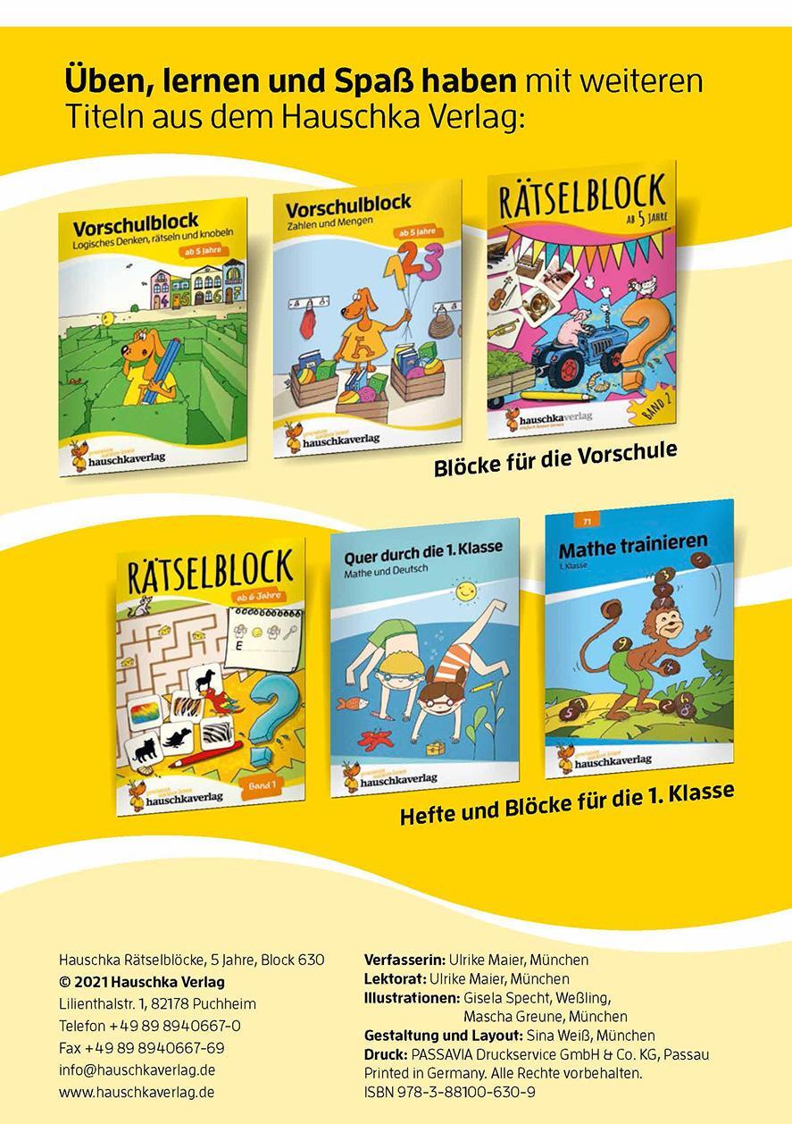 Bild: 9783881006309 | Rätselblock ab 5 Jahre, Band 1, A5-Block | Ulrike Maier | Taschenbuch