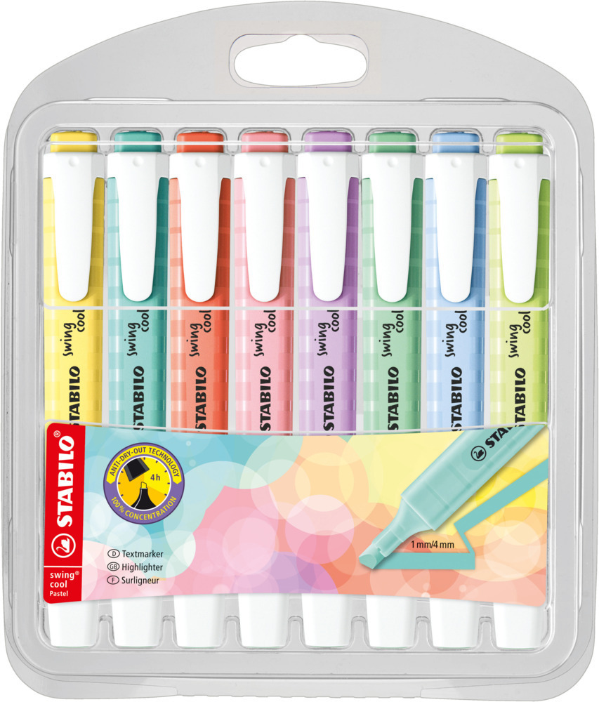 Cover: 4006381559492 | Textmarker - STABILO swing cool Pastel - 8er Pack - mit 8...