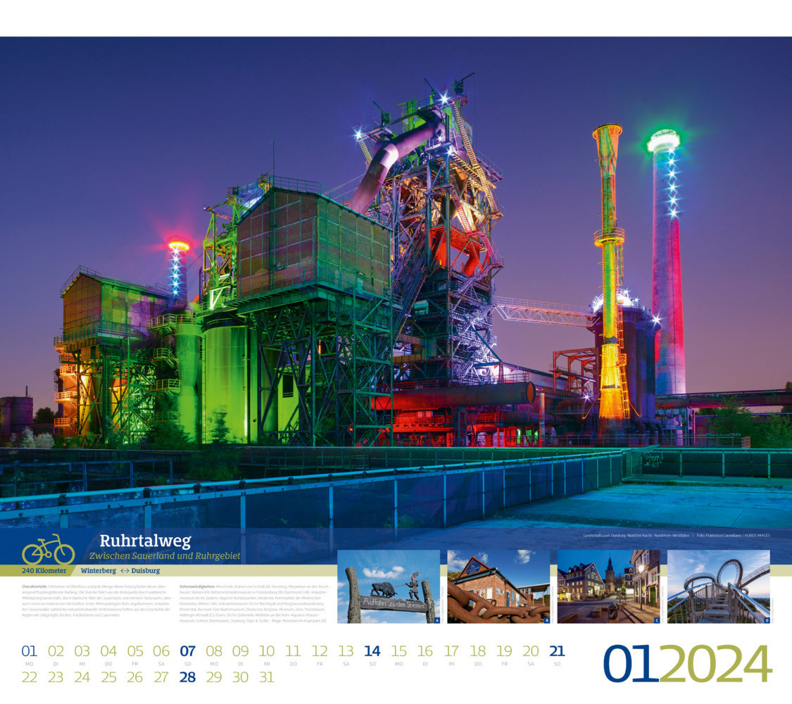 Bild: 9783838424255 | Deutschlands schönste Radfernwege Kalender 2024 | Kunstverlag | 14 S.
