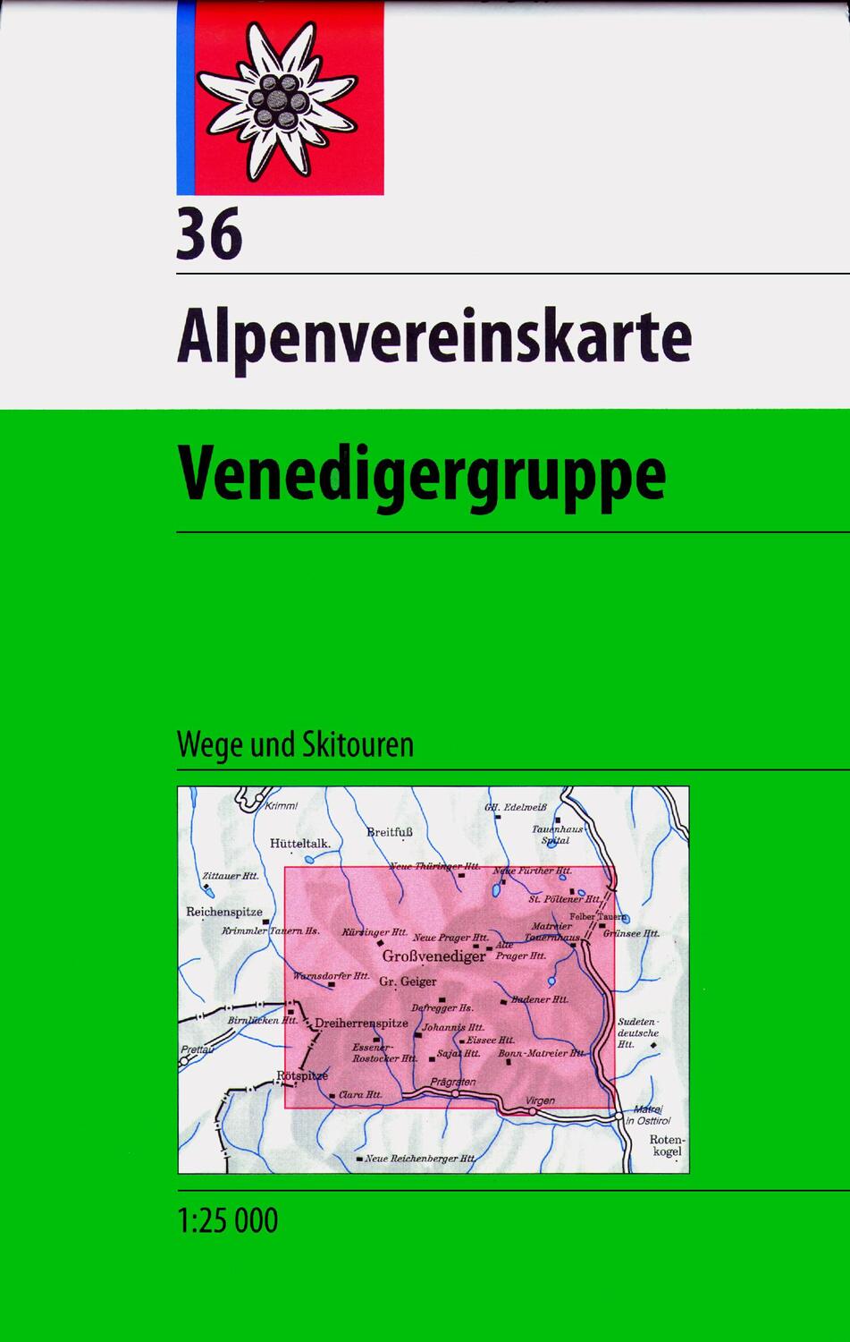 Cover: 9783928777490 | DAV Alpenvereinskarte 36 Venedigergruppe 1 : 25 000 Wegmarkierungen...