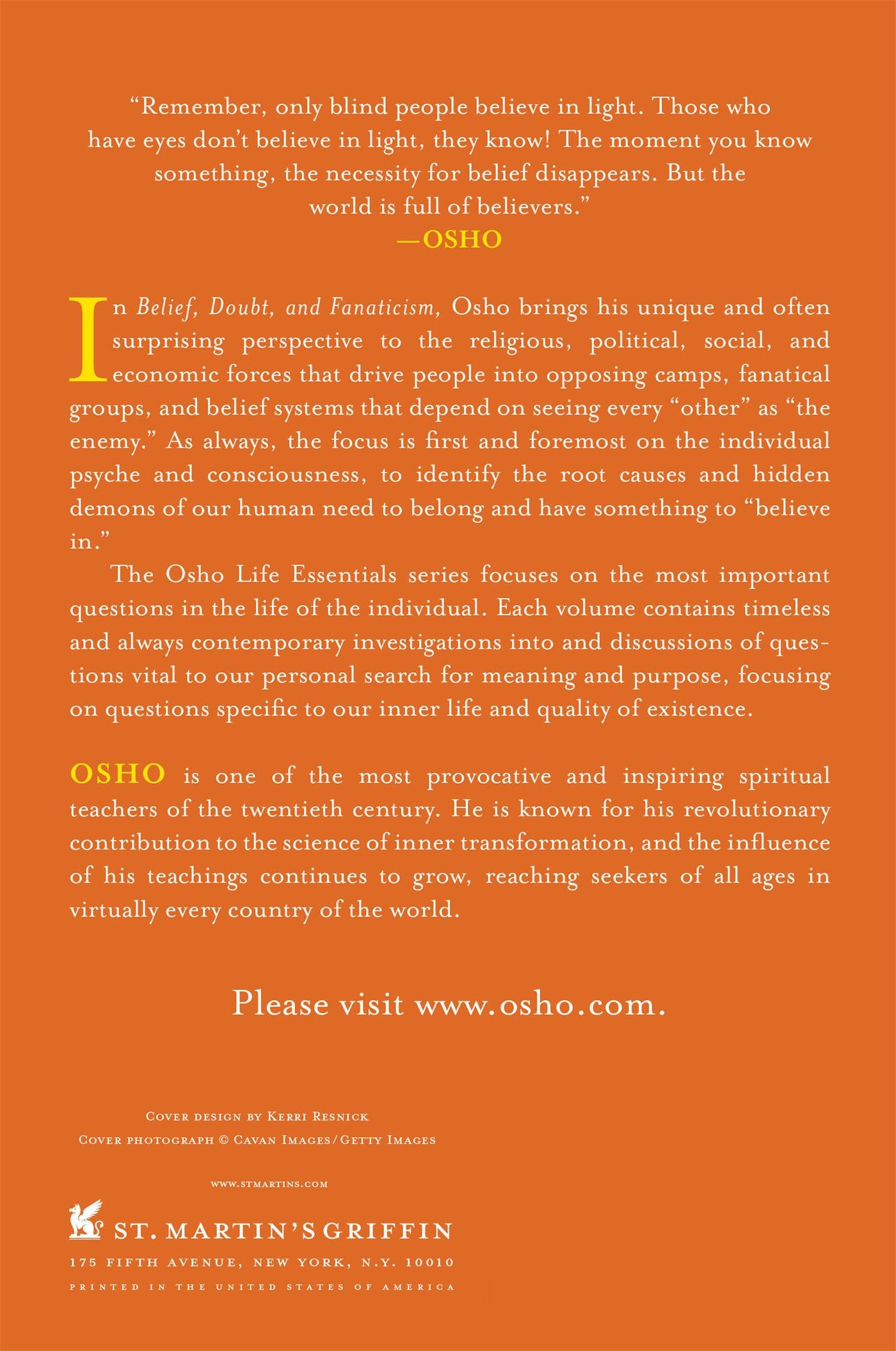 Rückseite: 9780312595487 | Belief, Doubt, and Fanaticism | Osho | Taschenbuch | Englisch | 2012