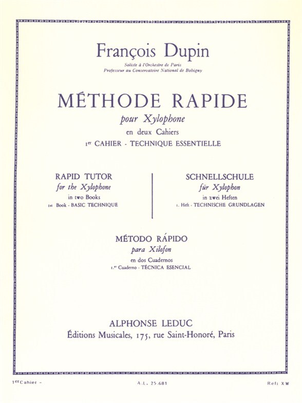 Cover: 9790046256813 | Méthode rapide vol.1 pour xylophone | Volume 1 | Alphonse Leduc