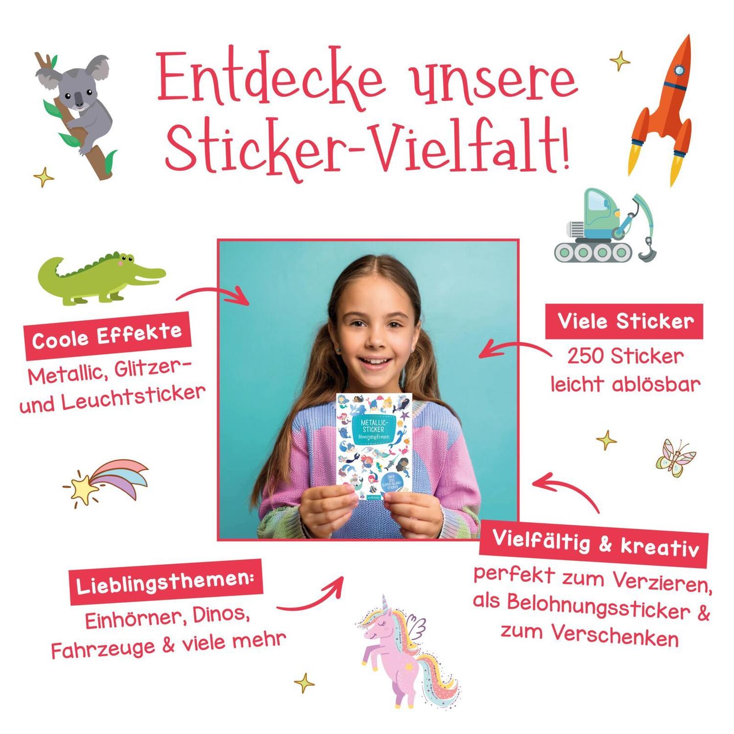 Bild: 4014489122401 | Metallic-Sticker Tiere | Über 200 Super-Glanz-Sticker | Stück | 16 S.