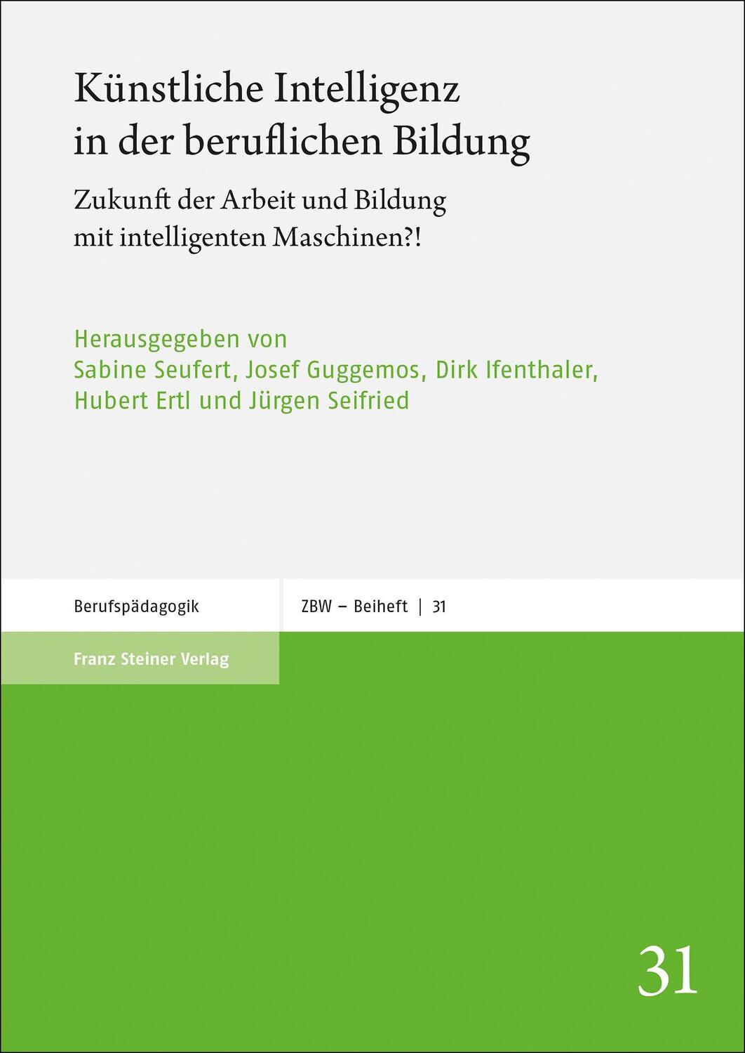 Cover: 9783515130684 | Künstliche Intelligenz in der beruflichen Bildung | Seufert (u. a.)