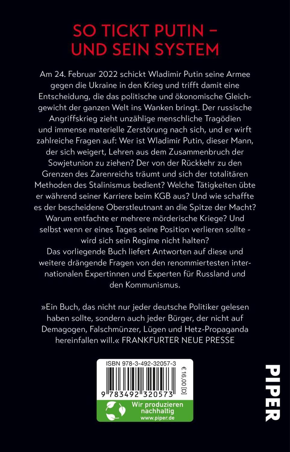 Rückseite: 9783492320573 | Schwarzbuch Putin | Stéphane Courtois (u. a.) | Taschenbuch | 528 S.