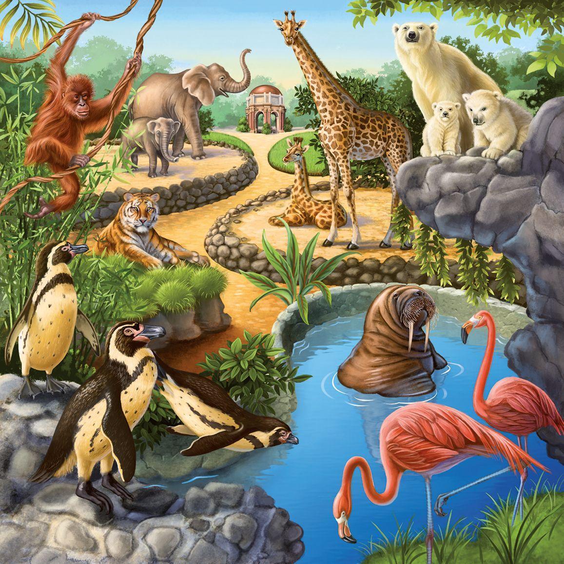 Bild: 4005556092659 | Wald-/Zoo-/Haustiere. Puzzle 3 X 49 Teile | Spiel | Englisch | 2012