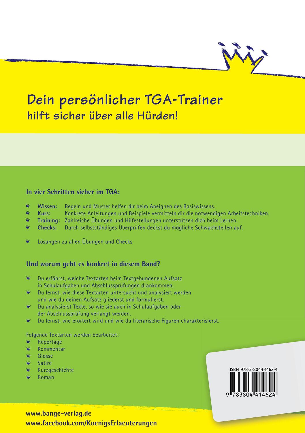 Rückseite: 9783804414624 | Textgebundener Aufsatz - TGA - Realschule. Deutsch. Klasse 8 - 10....