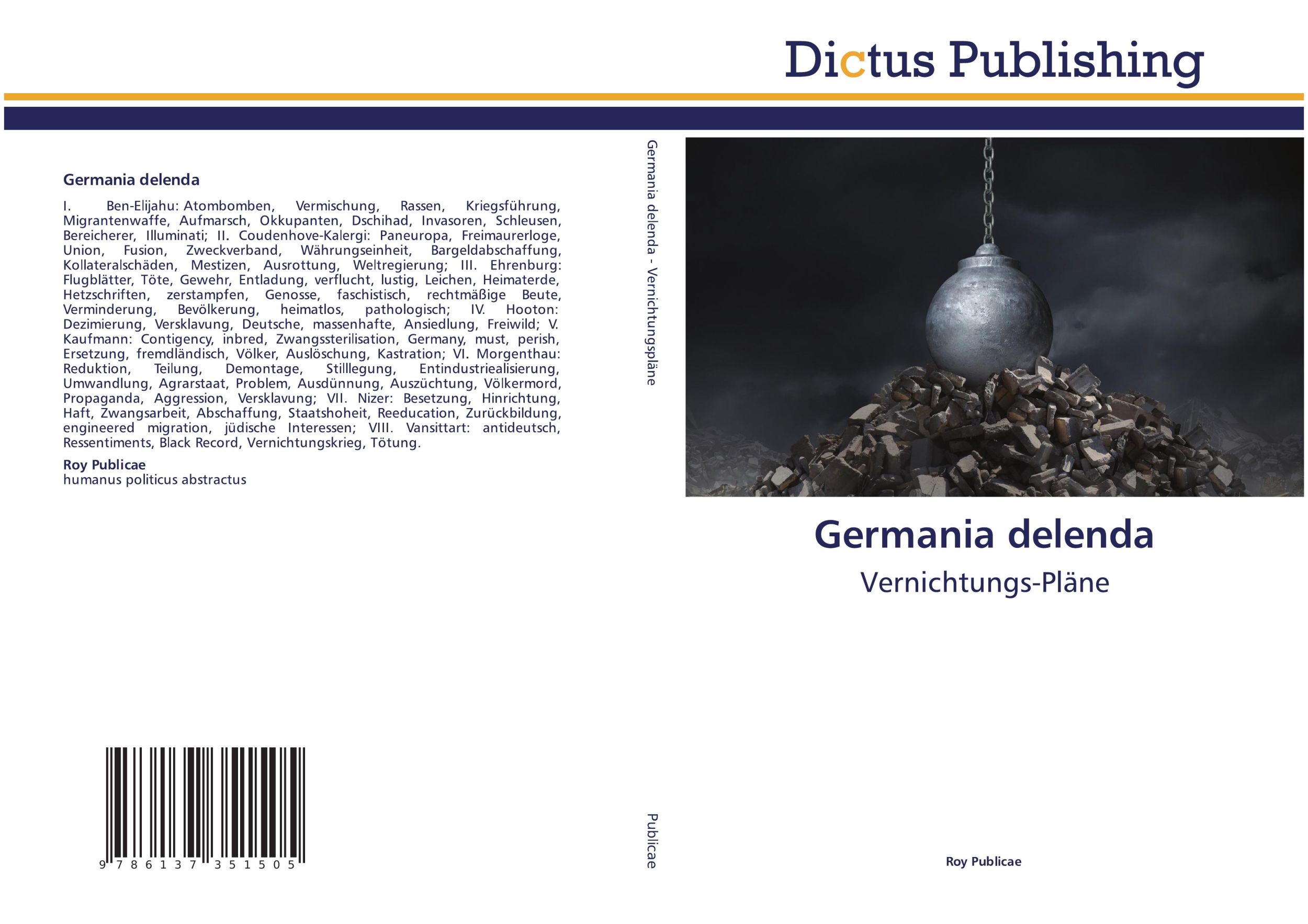 Cover: 9786137351505 | Germania delenda | Vernichtungs-Pläne | Roy Publicae | Taschenbuch