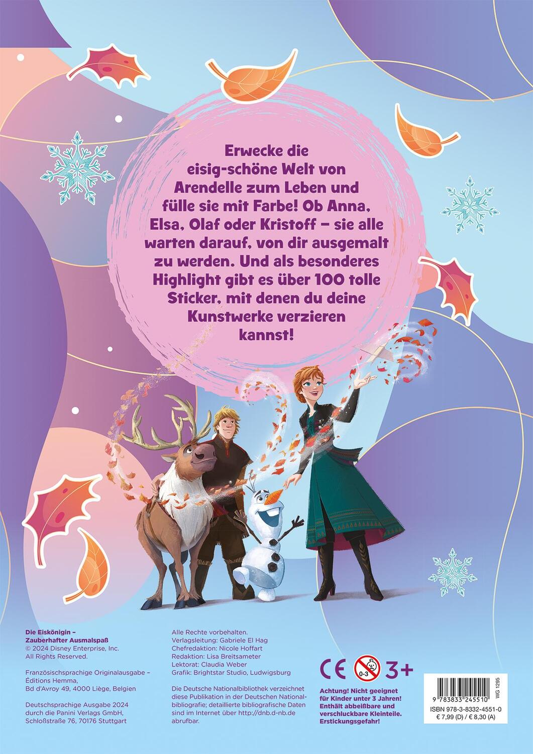 Rückseite: 9783833245510 | Disney Die Eiskönigin: Zauberhafter Ausmalspaß | Disney | Taschenbuch