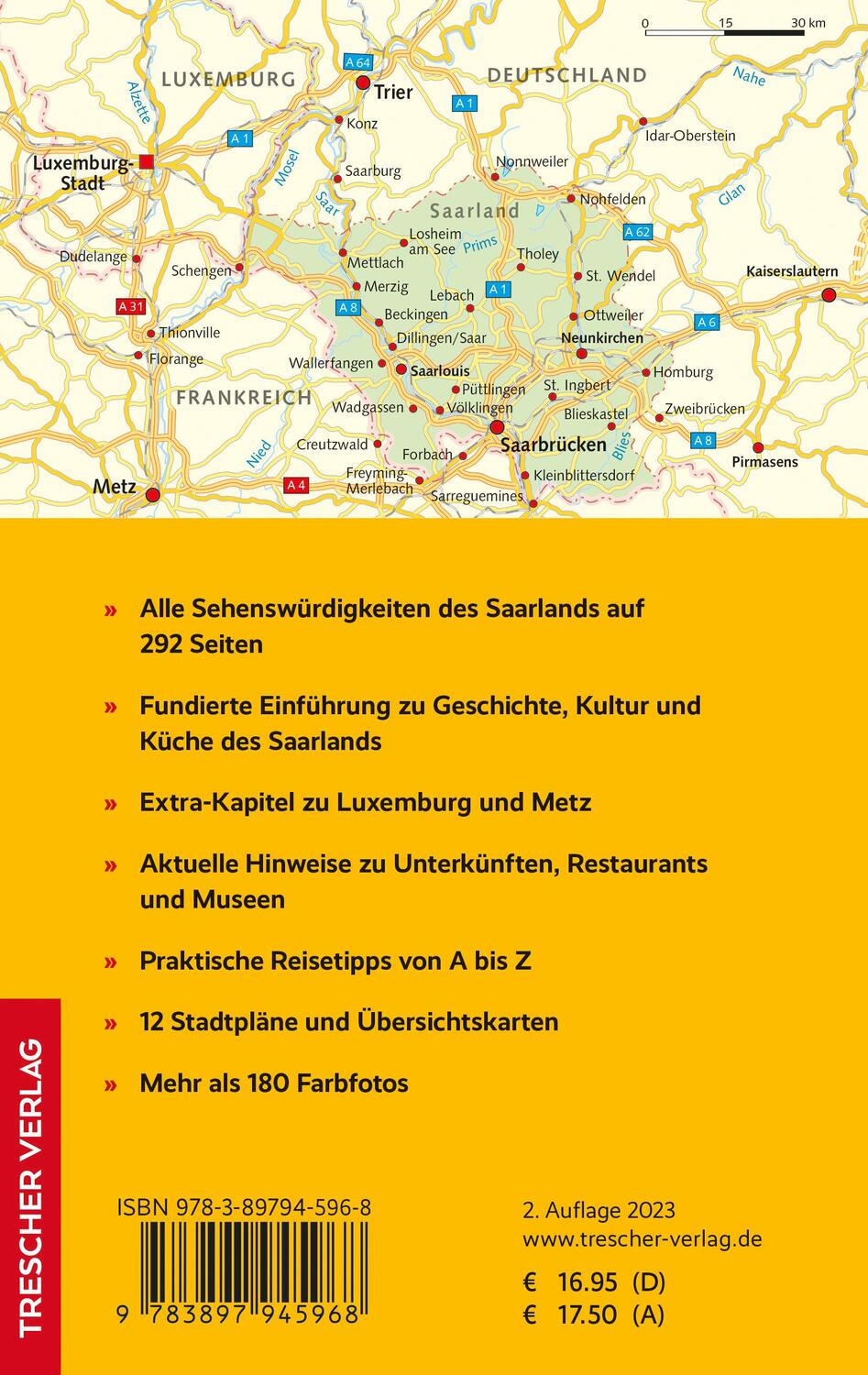 Rückseite: 9783897945968 | Reiseführer Saarland | Sabine Herre | Taschenbuch | 292 S. | Deutsch