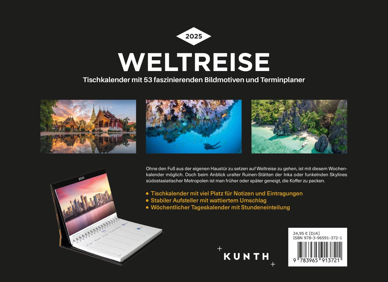 Rückseite: 9783965913721 | Weltreise - KUNTH Tischkalender 2025 | Kalender | 54 S. | Deutsch