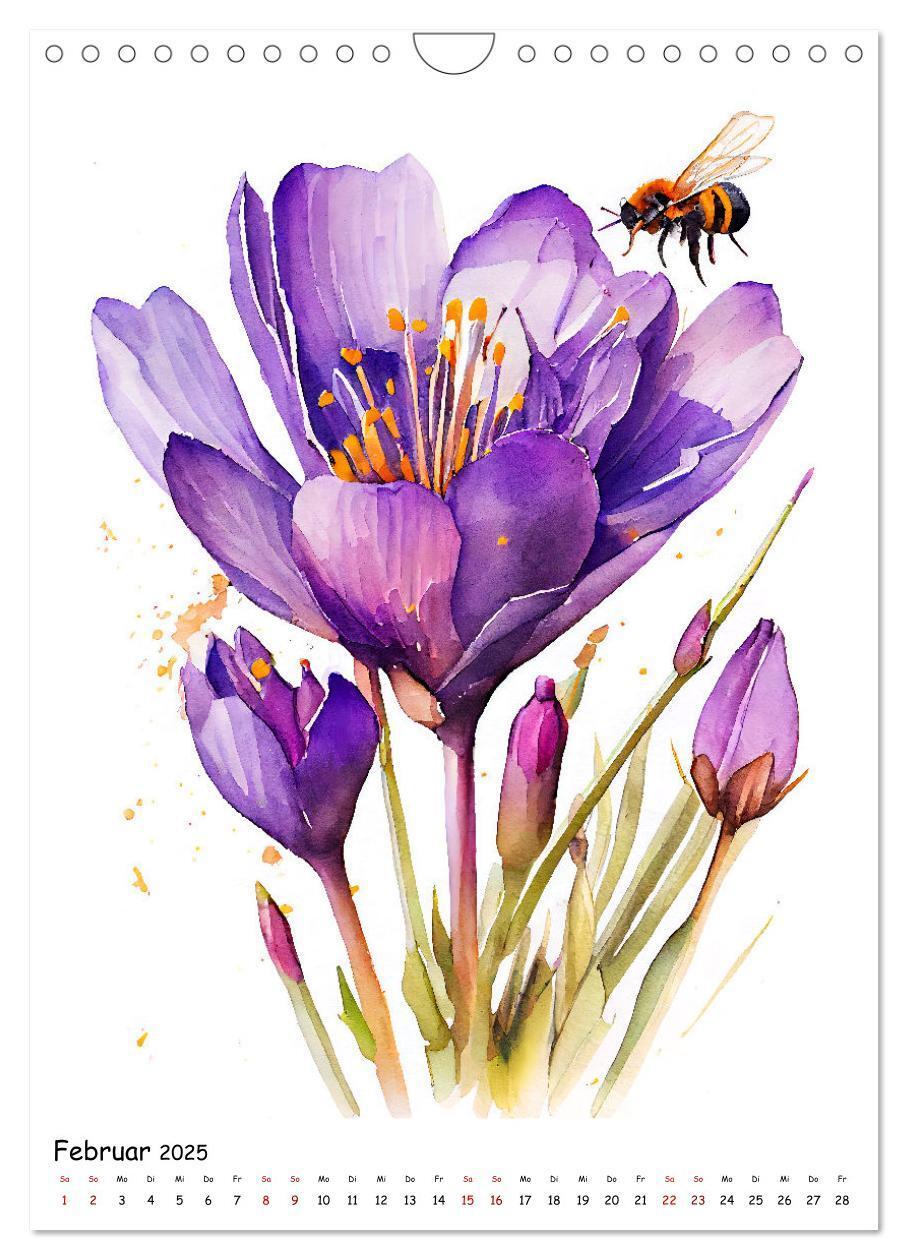 Bild: 9783435883691 | Aquarellmalerei - Blumen und Tiere im Garten (Wandkalender 2025 DIN...