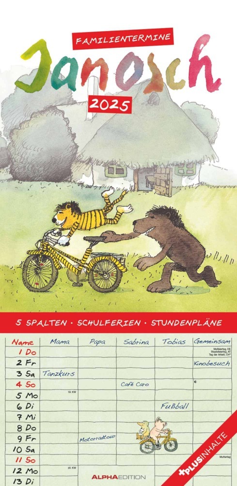 Cover: 4251732343972 | Alpha Edition - Janosch 2025 Familienplaner, 22x45cm, Kalender mit...