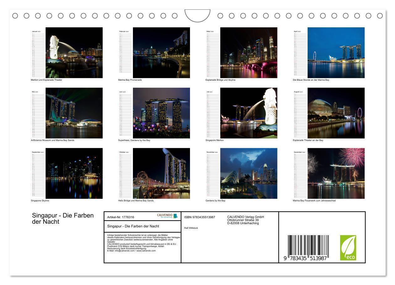 Bild: 9783435513987 | Singapur - Die Farben der Nacht (Wandkalender 2025 DIN A4 quer),...