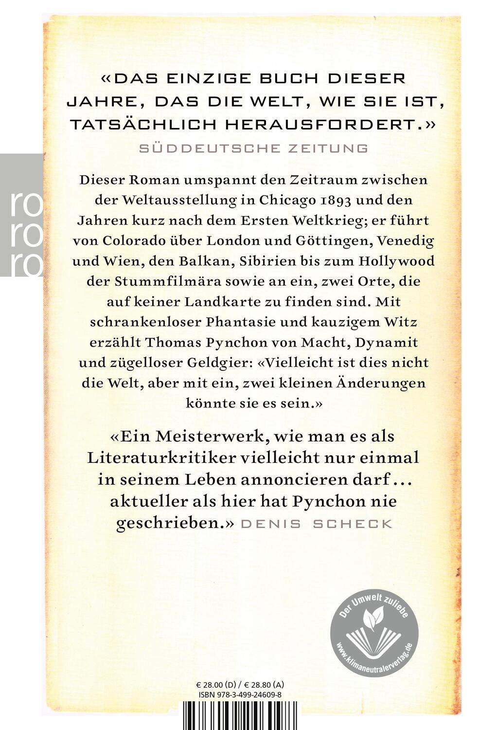 Rückseite: 9783499246098 | Gegen den Tag | Thomas Pynchon | Taschenbuch | Deutsch | 2010
