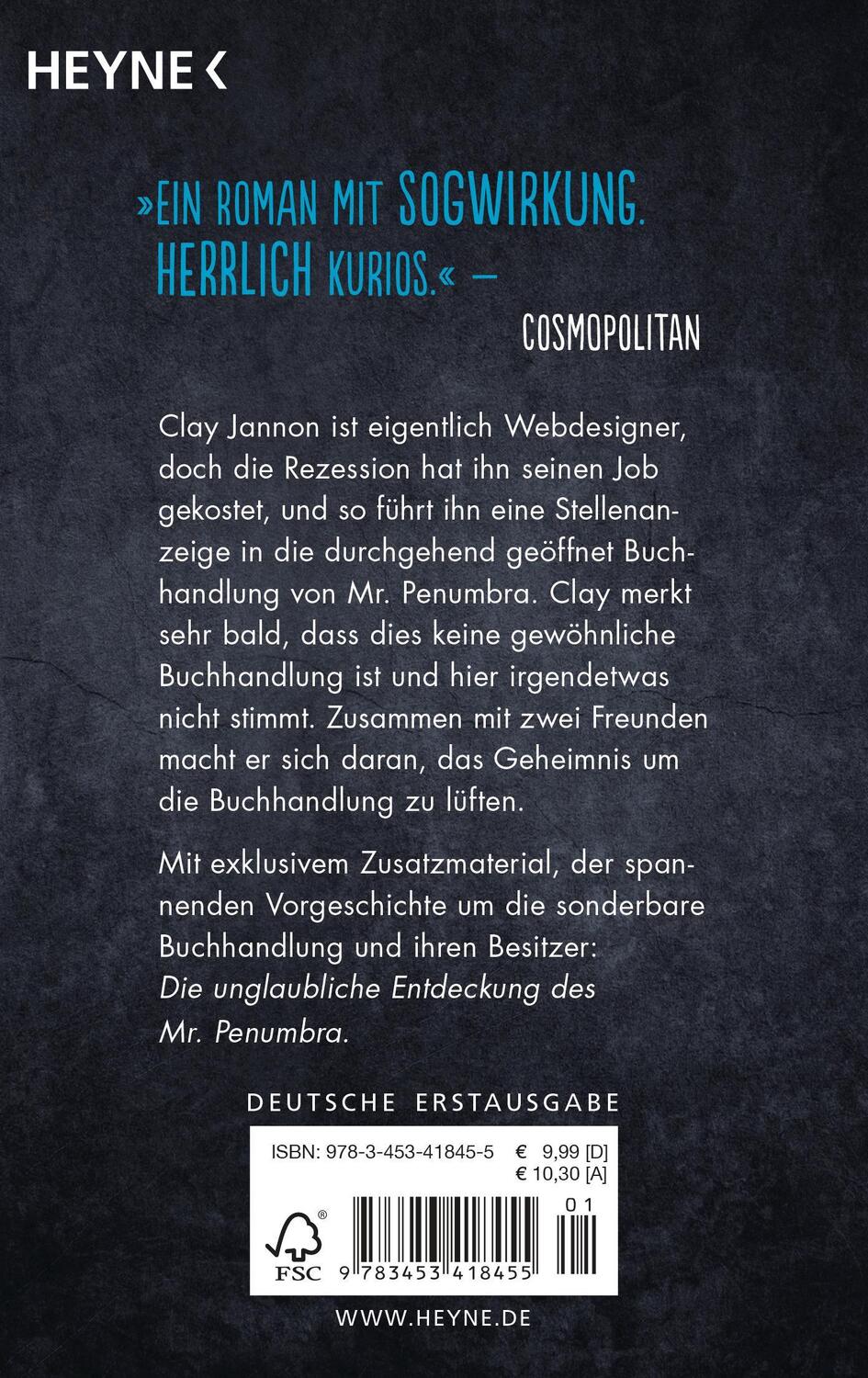 Rückseite: 9783453418455 | Die sonderbare Buchhandlung des Mr. Penumbra | Robin Sloan | Buch