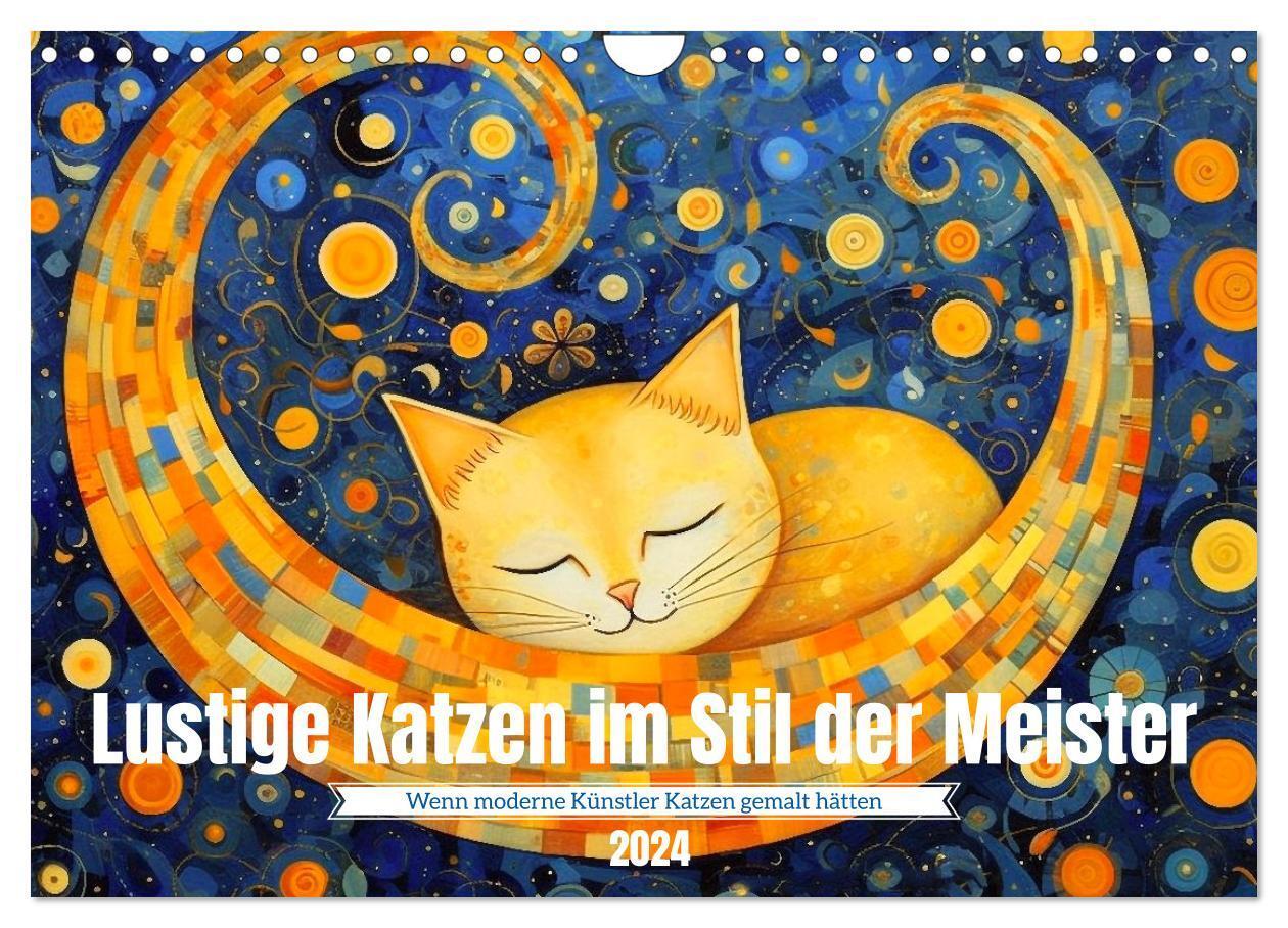 Cover: 9783383540875 | Lustige Katzen im Stil der Meister (Wandkalender 2024 DIN A4 quer),...