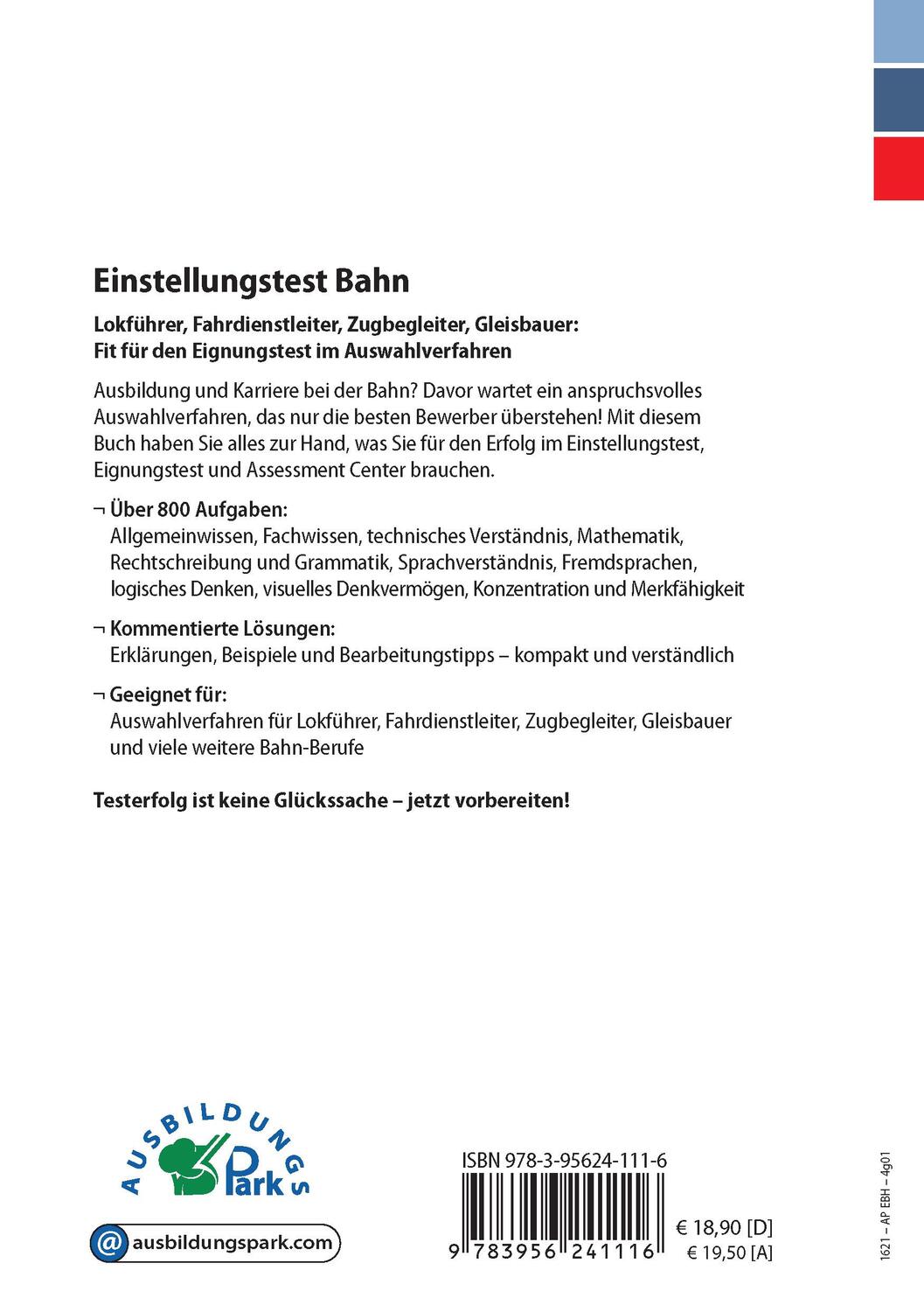 Rückseite: 9783956241116 | Einstellungstest Bahn | Kurt Guth (u. a.) | Taschenbuch | 322 S.