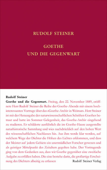 Cover: 9783727406829 | Goethe und die Gegenwart | Rudolf Steiner | Buch | 616 S. | Deutsch