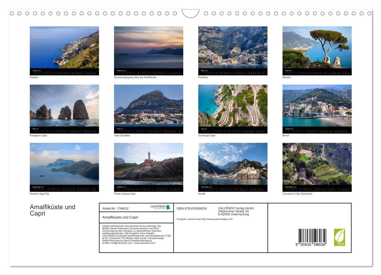 Bild: 9783435596034 | Amalfiküste und Capri (Wandkalender 2025 DIN A3 quer), CALVENDO...