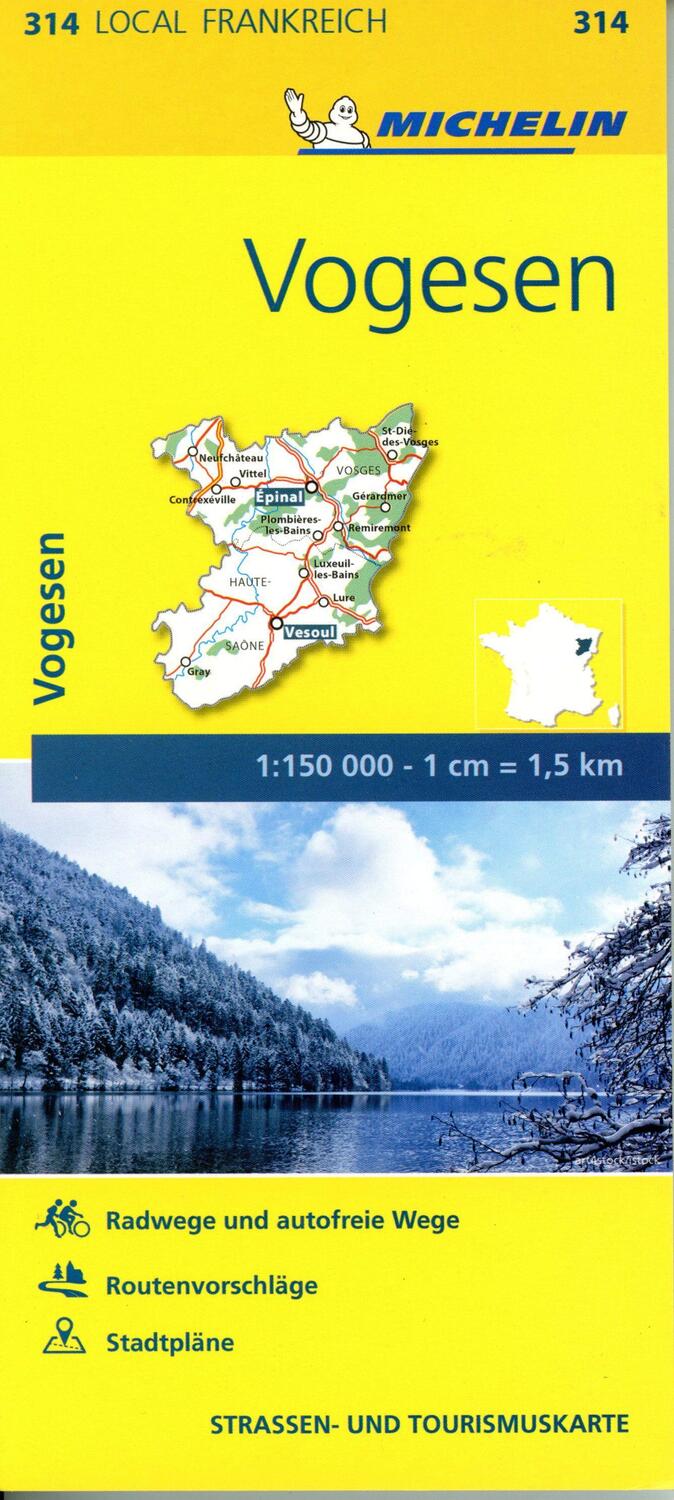 Cover: 9782067210165 | Michelin Vogesen - Local 314 | Straßen- und Tourismuskarte 1:150.000
