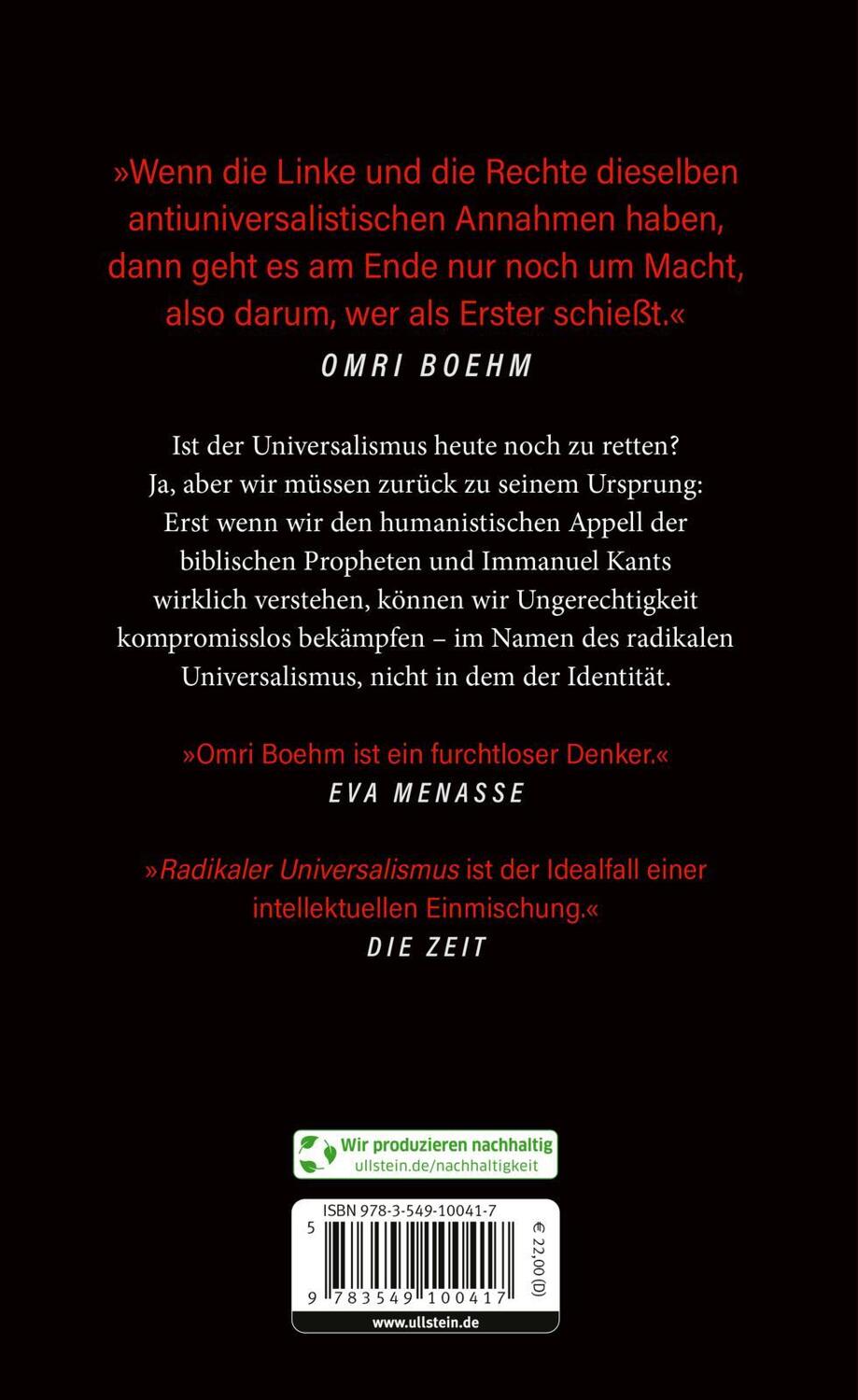 Rückseite: 9783549100417 | Radikaler Universalismus | Omri Boehm | Buch | 176 S. | Deutsch | 2022