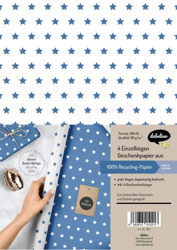 Cover: 4260615910217 | Geschenkpapier-Set Sterne (blau/weiß) | Stück | 2018 | dabelino