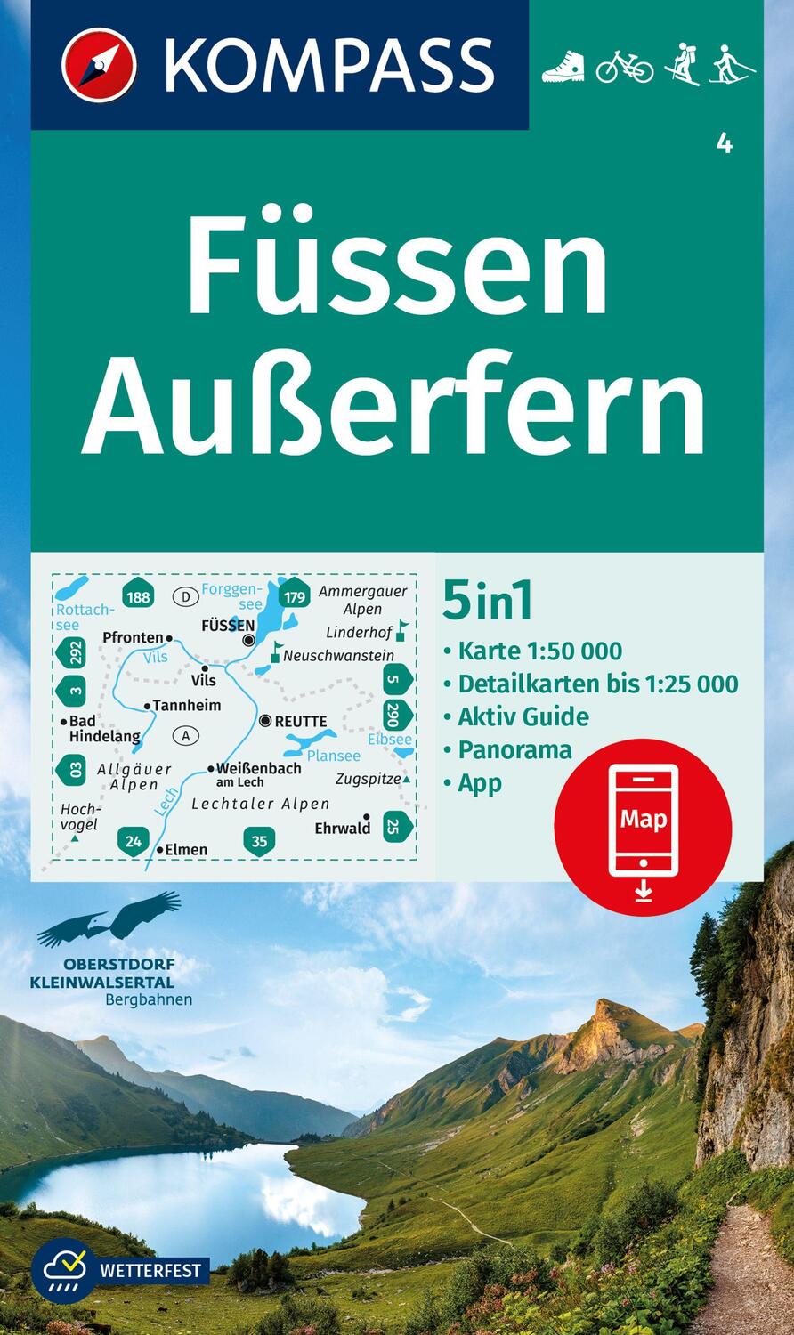 Cover: 9783991212195 | KOMPASS Wanderkarte 4 Füssen, Außerfern 1:50.000 | KOMPASS-Karten GmbH