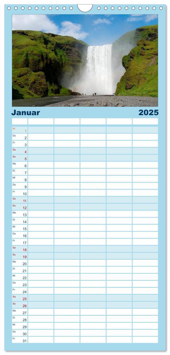 Bild: 9783457118511 | Familienplaner 2025 - Island mit 5 Spalten (Wandkalender, 21 x 45...