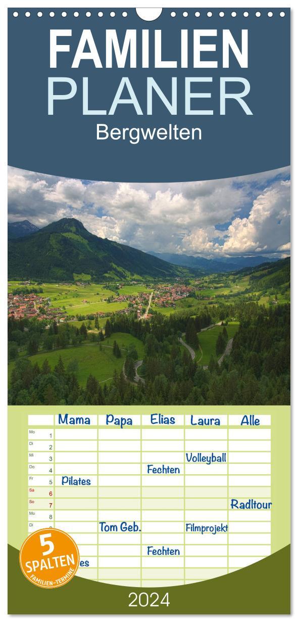 Cover: 9783457115176 | Familienplaner 2025 - Bergwelten mit 5 Spalten (Wandkalender, 21 x...