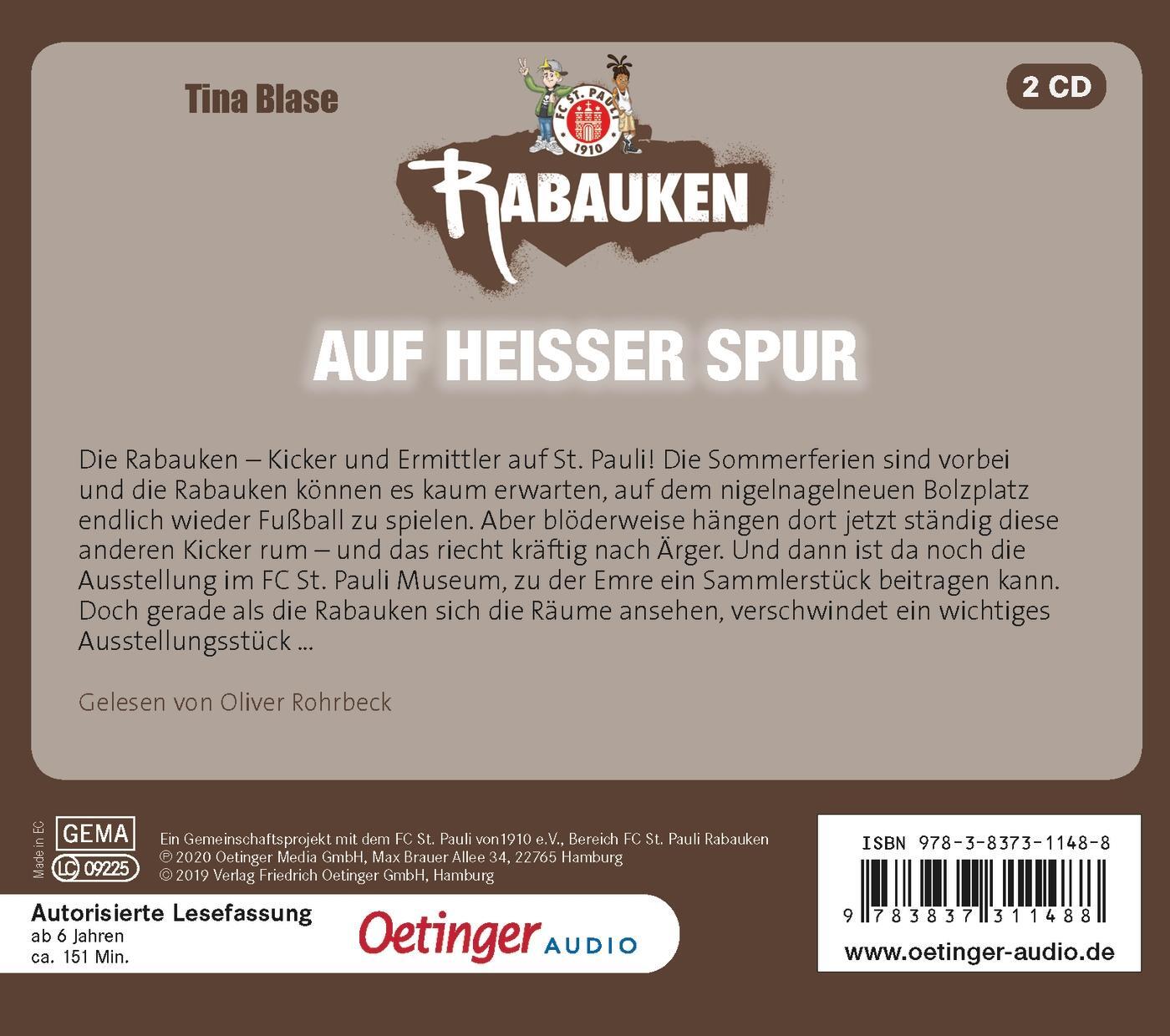 Rückseite: 9783837311488 | FC St. Pauli Rabauken 3. Auf heißer Spur | Tina Blase | Audio-CD